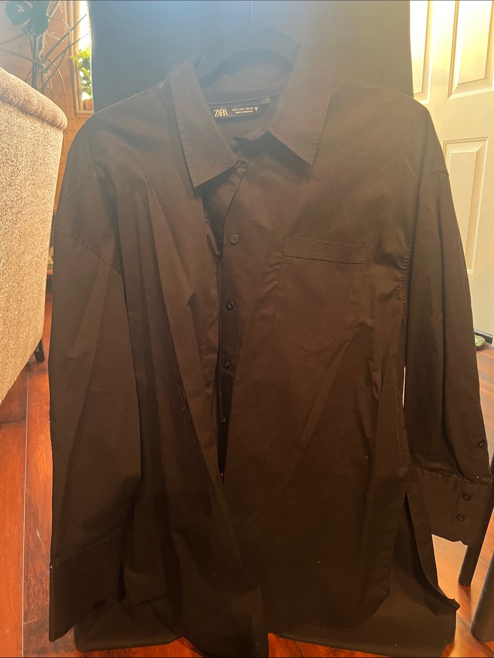 Zara Black Oversized Button-Down Shirt